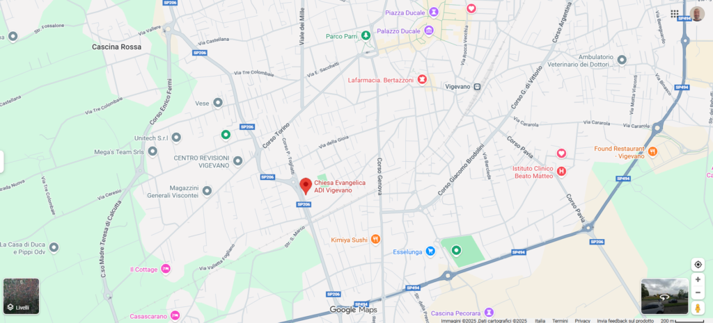 Mappa della Chiesa Evangelica ADI Betzaeta a Vigevano
